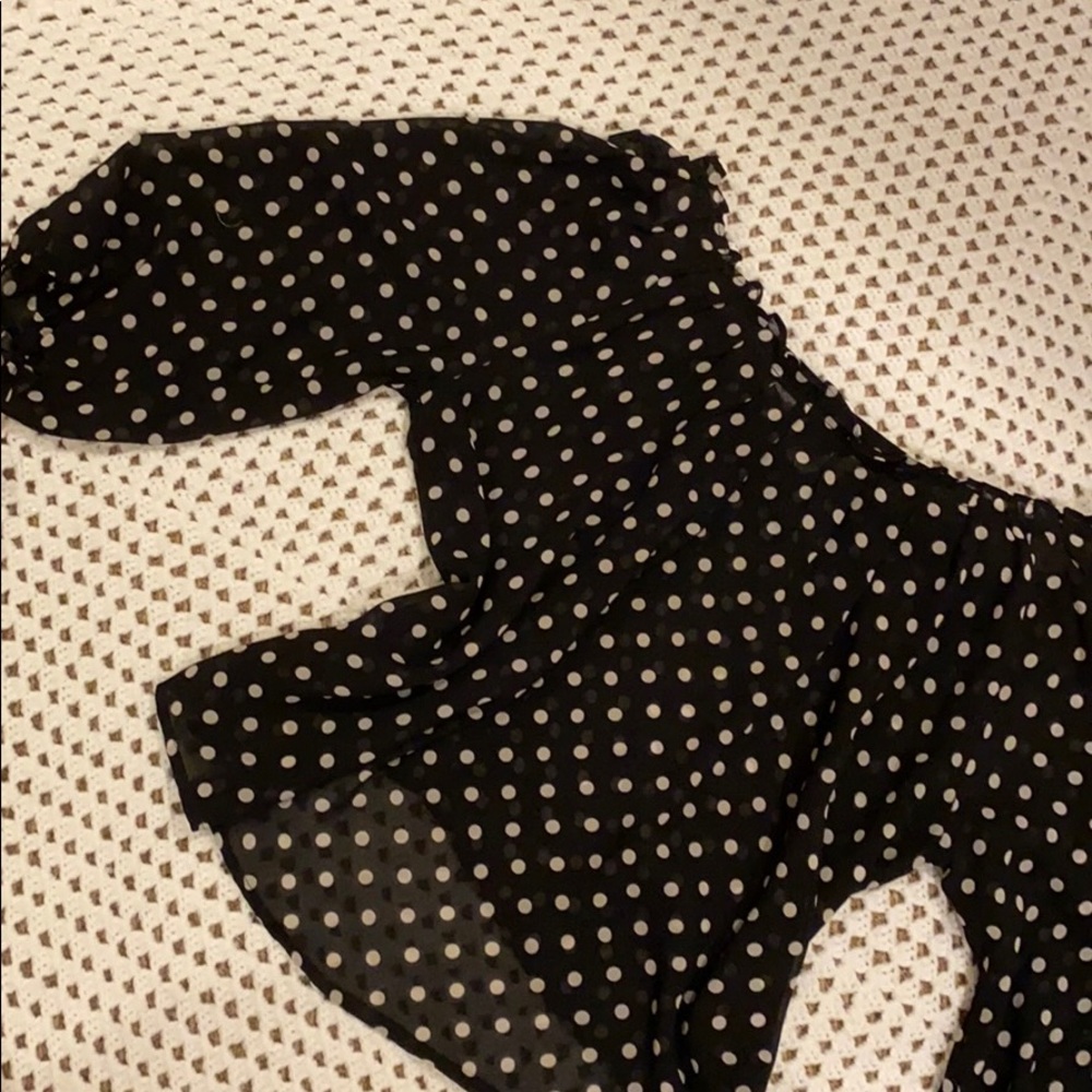 H & M POKA DOT BLOUSE BUTTON FRONT - Picture 13 of 13